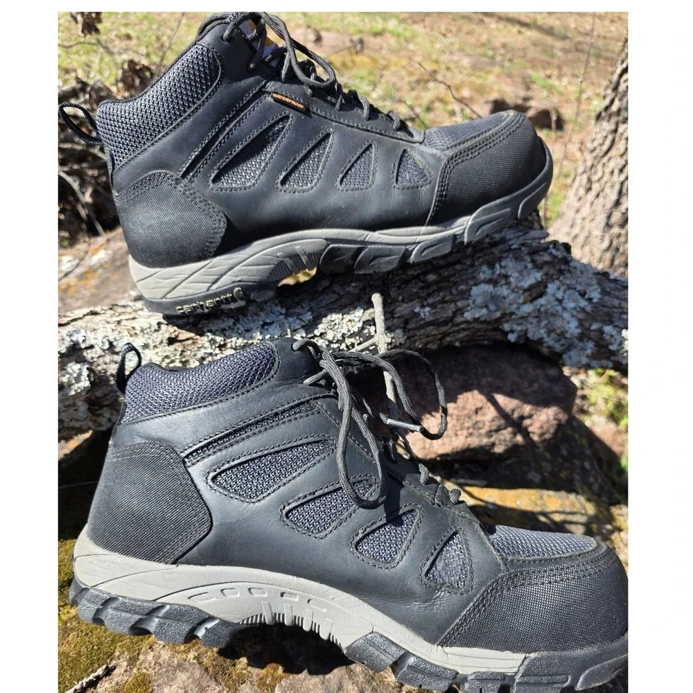 Carhartt Work Boots Men 11W‎ Black Lightweight Waterproof Composite Toe Hiking